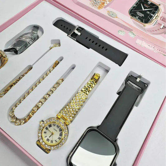 A58 Plus Smart Watch 5 in 1 With Jewelry Set